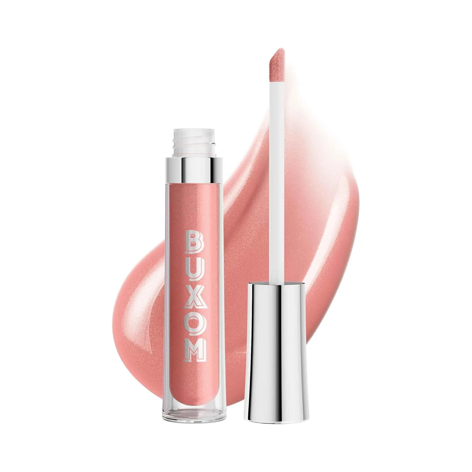 Buxom Full-On Plumping Lip Polish, блеск для губ, тонирующий блеск для губ, формула с пептидами и витамином Е для придания губам объема и увлажнения. 4,4 мл (1 шт.), AP Sandy (Nude Pink Shimmer)