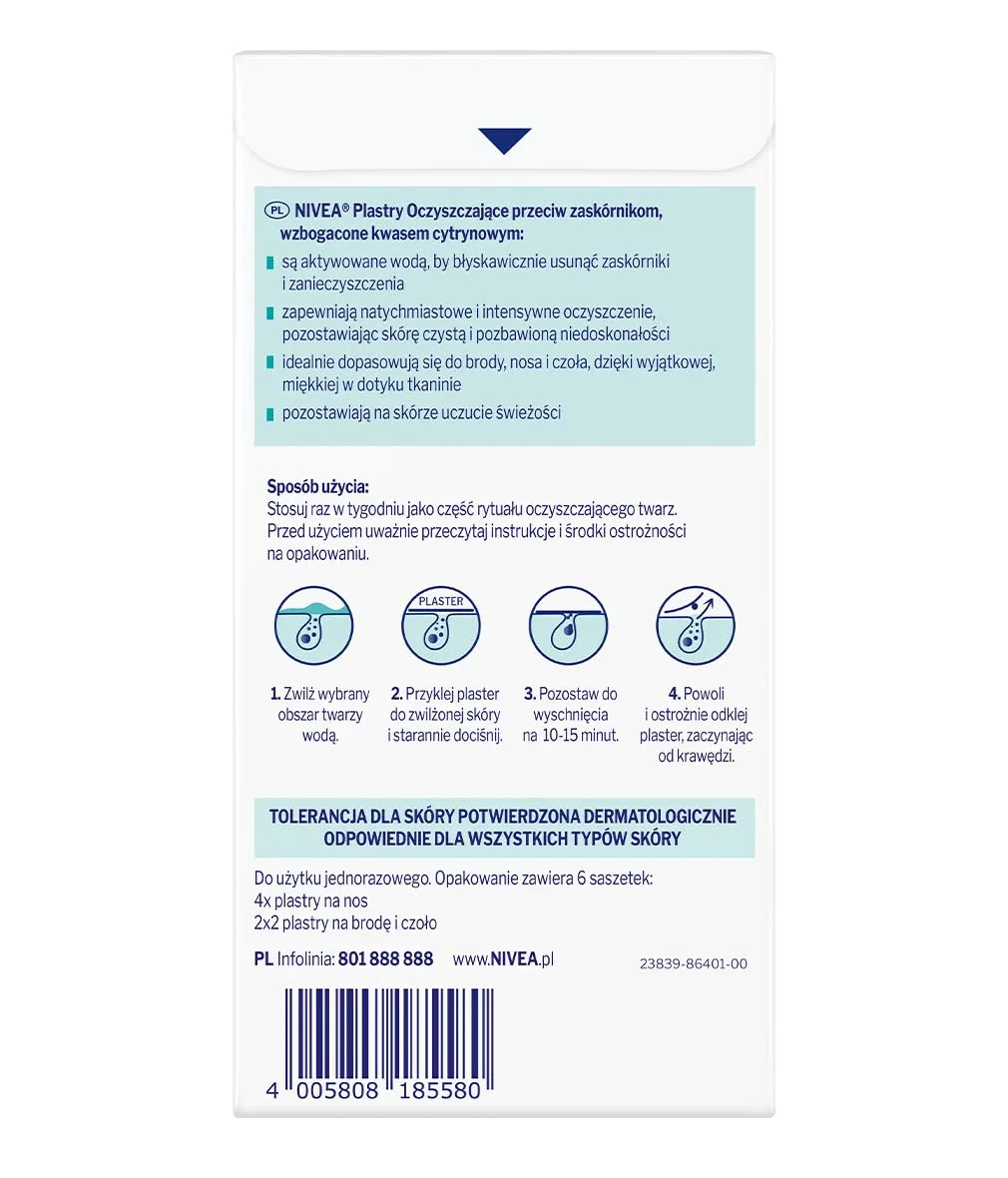 Очищающие полоски для лица «Clear-Up» от NIVEA, 6 шт. Nivea — фото 2