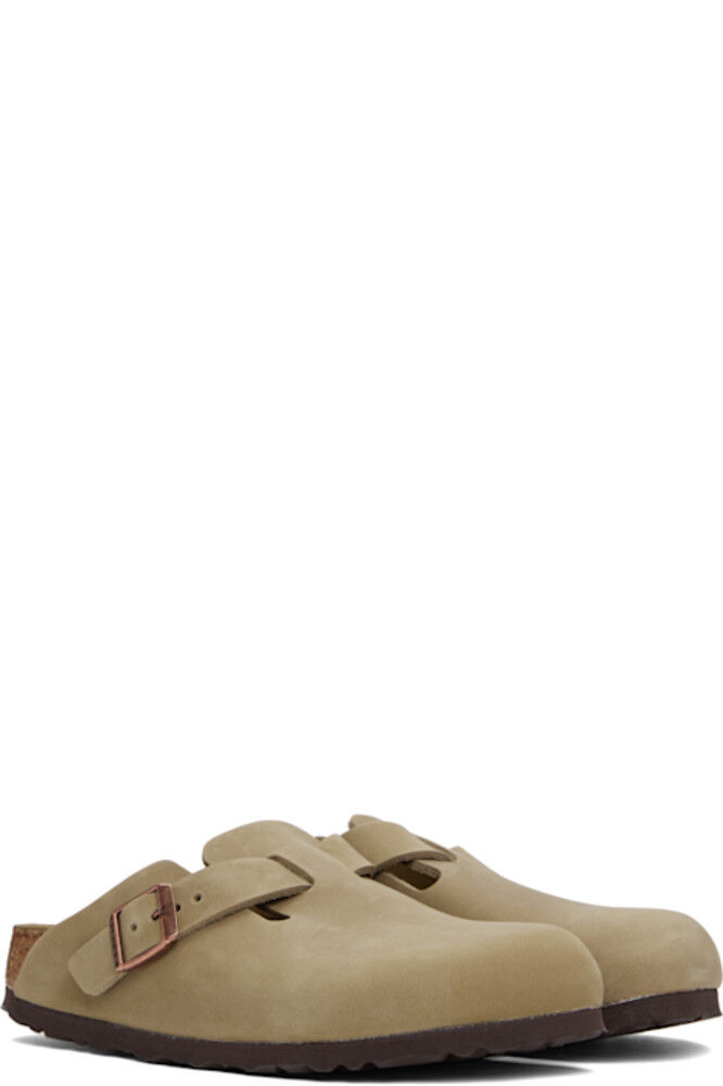 Коричневые узкие бостонские кожаные туфли-лоферы без застежек Birkenstock — фото 4