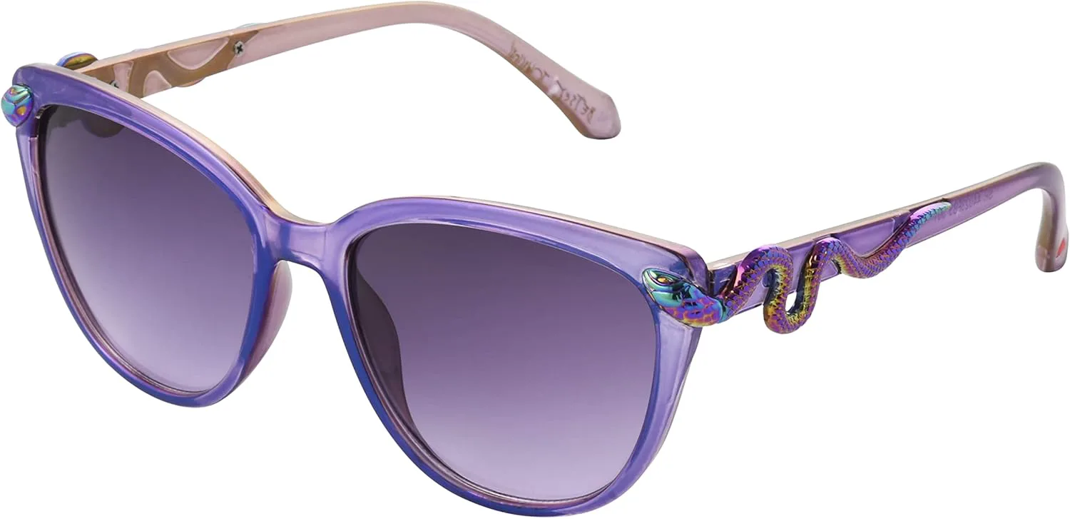 

Женские солнцезащитные очки Betsey Johnson Serpentine Cat Eye, фиолетовые кристаллы с рисунком в виде масляных пятен, 56 мм, Purple Crystal With Oil Slick Snakes