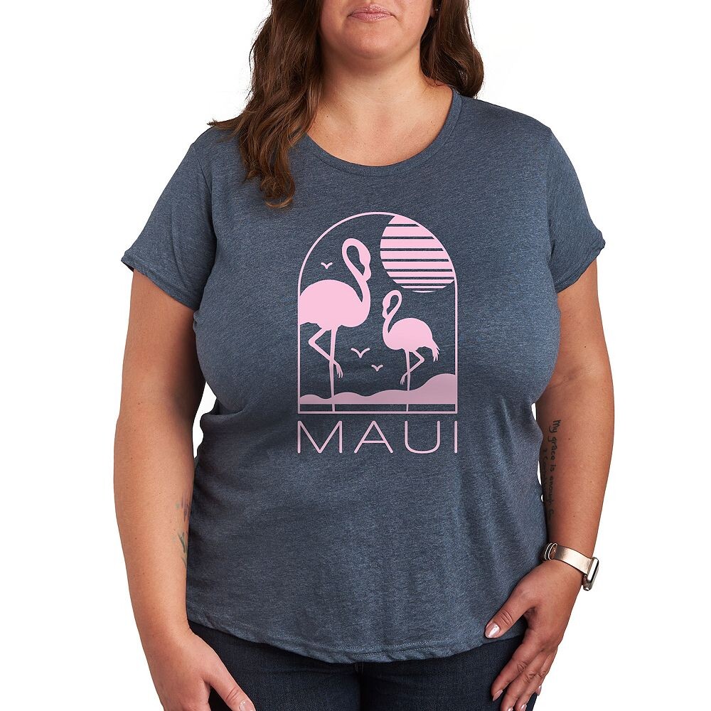 

Футболка Plus Maui Flamingos с рисунком, цвет Heather Blue