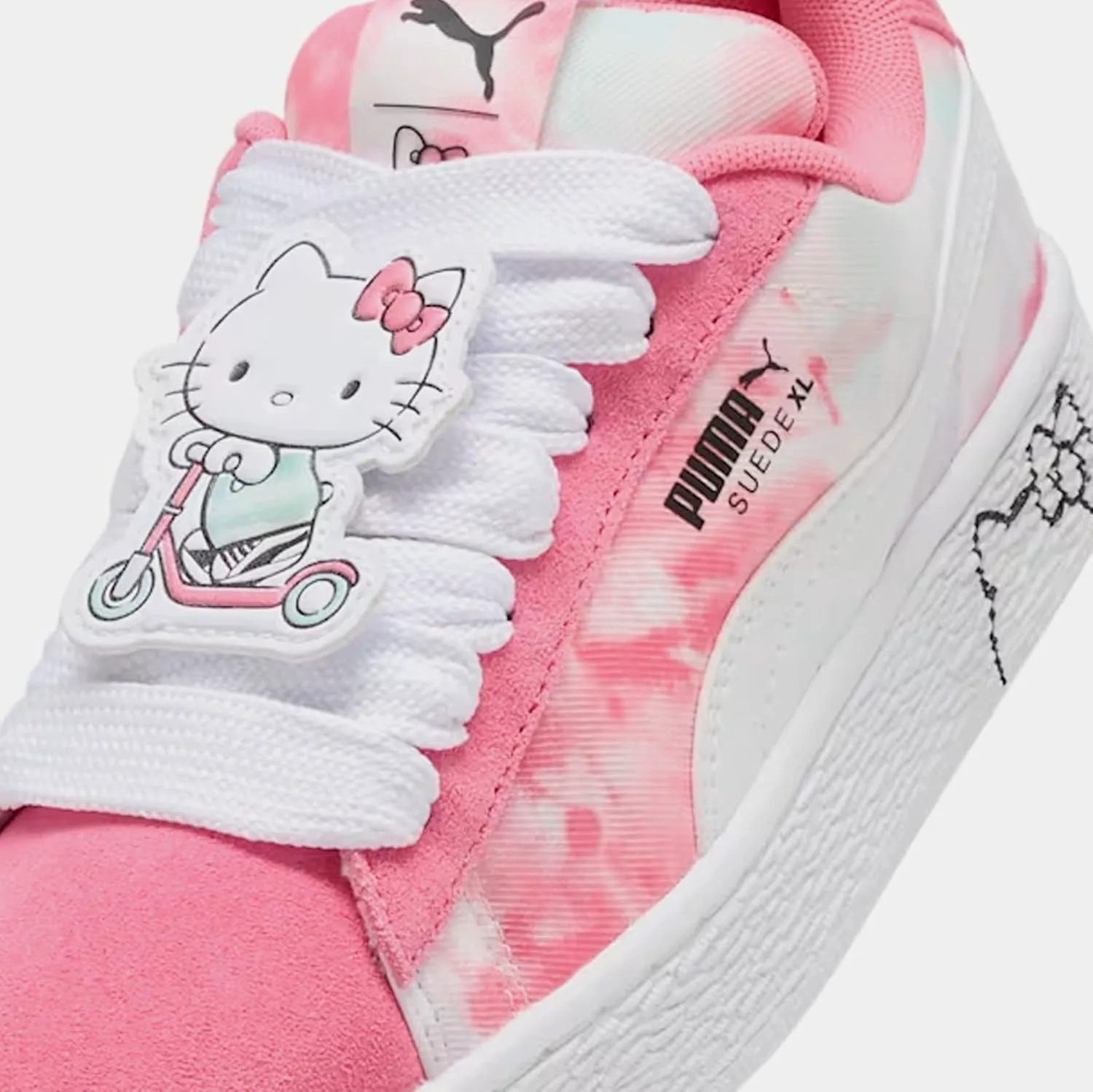 Детские кроссовки PUMA для девочек Hello Kitty and Friends из замши XL - повседневные, розовые, розовый — фото 2