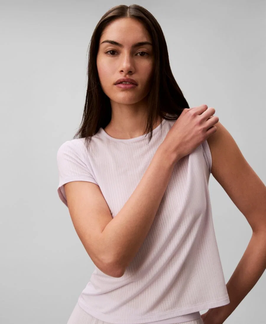 Женская детская футболка с круглым вырезом QS7618 Calvin Klein, Frosty Lilac — фото 3