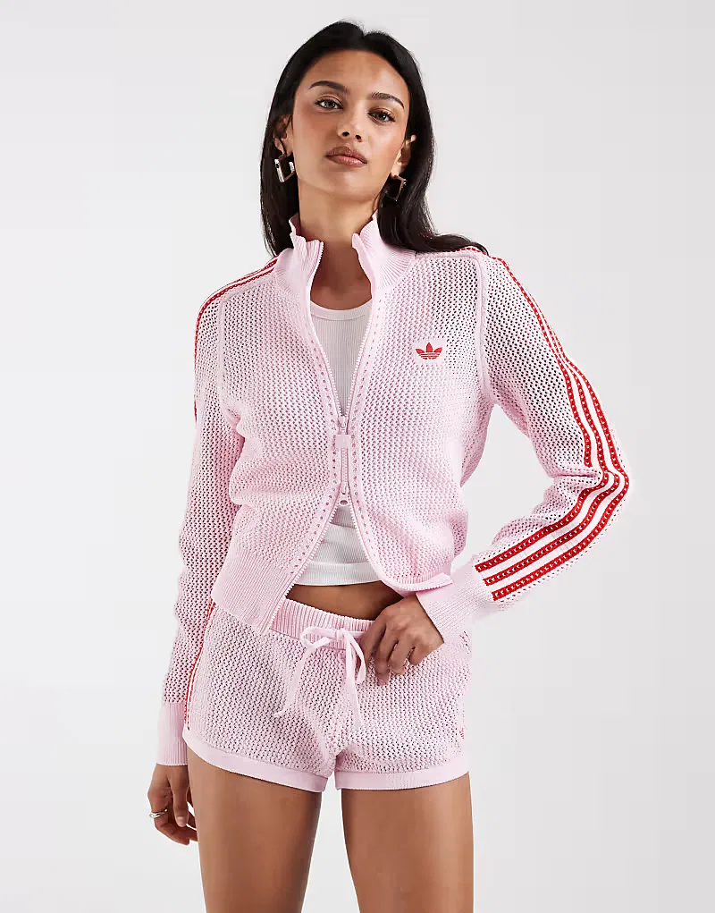 Вязаные крючком шорты Adidas Originals, розовый — фото 2