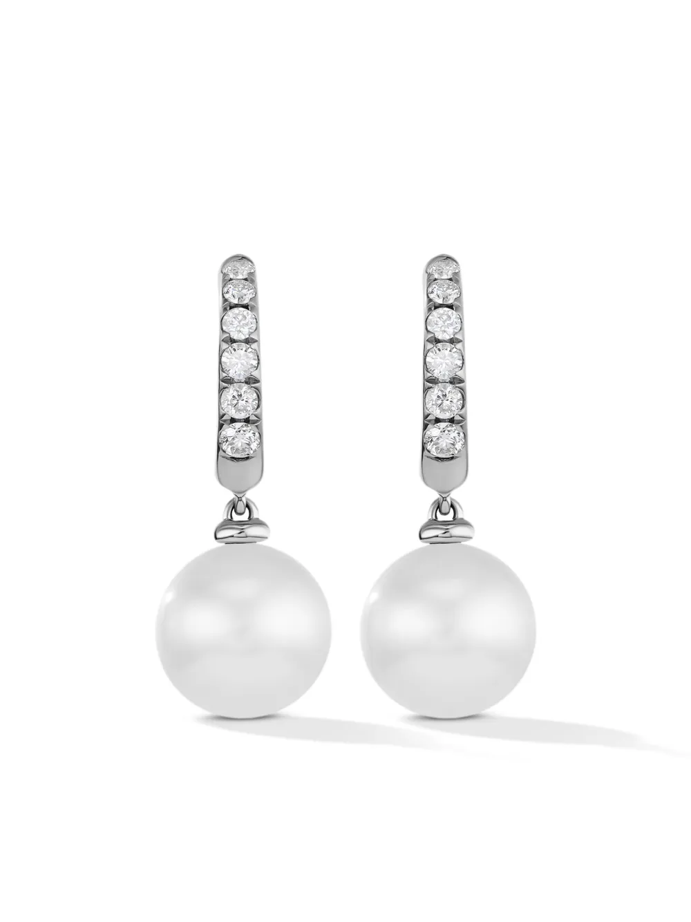 

Серебряные серьги-подвески с жемчугом и бриллиантами (15.6 мм) David Yurman, серебяный