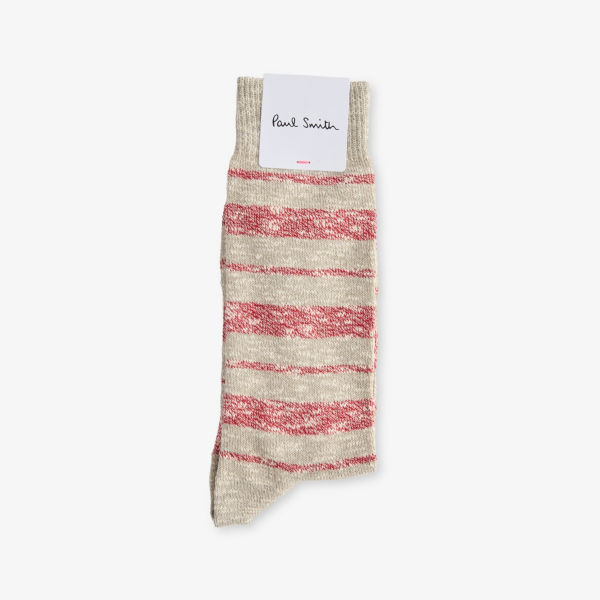 

Полосатые носки с крапинками из эластичного хлопкового микса Paul Smith, серый
