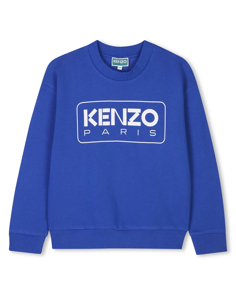 

Хлопковая толстовка для мальчиков с логотипом спереди Kenzo Kids, индиго