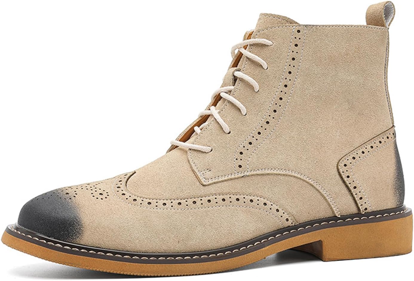 

Мужские замшевые ботинки BEDGMDEG с крылышками, на массивном каблуке, шнуровкой и челси, ретро-эффект, дышащие, с заостренным носком и нескользящей подошвой, короткие броги для свадеб, вечерних вечеринок и деловых мероприятий, хаки