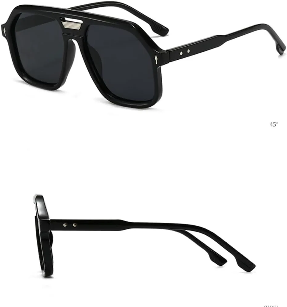 

Модные квадратные солнцезащитные очки для мужчин и женщин с линзами Ocean Lens Uv400, в тренде, с заклепками, в стиле ретро TVTBBVV, Leopard-orangeyellow