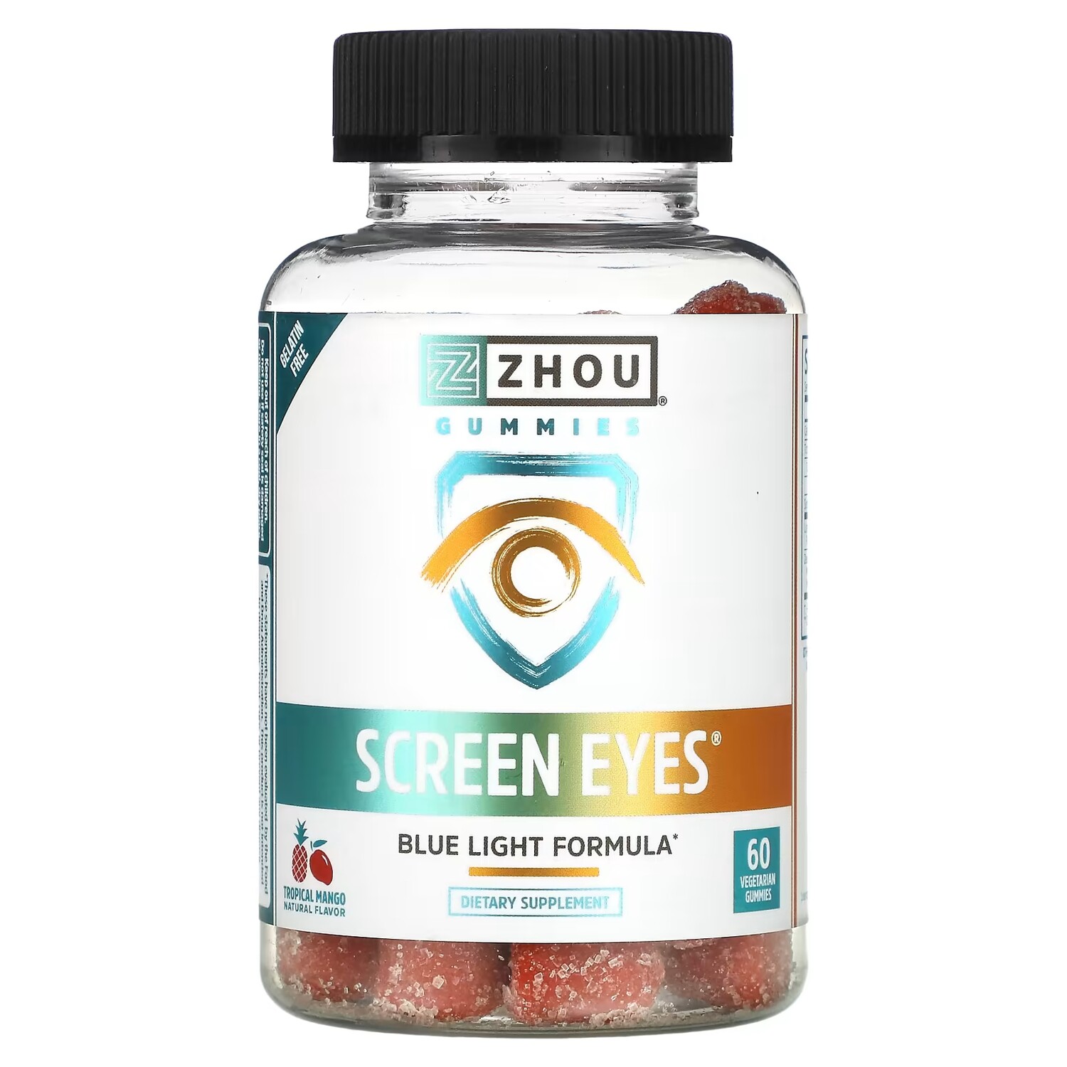 

Screen Eyes Тропическое манго 60 вегетарианских жевательных конфет Zhou Nutrition