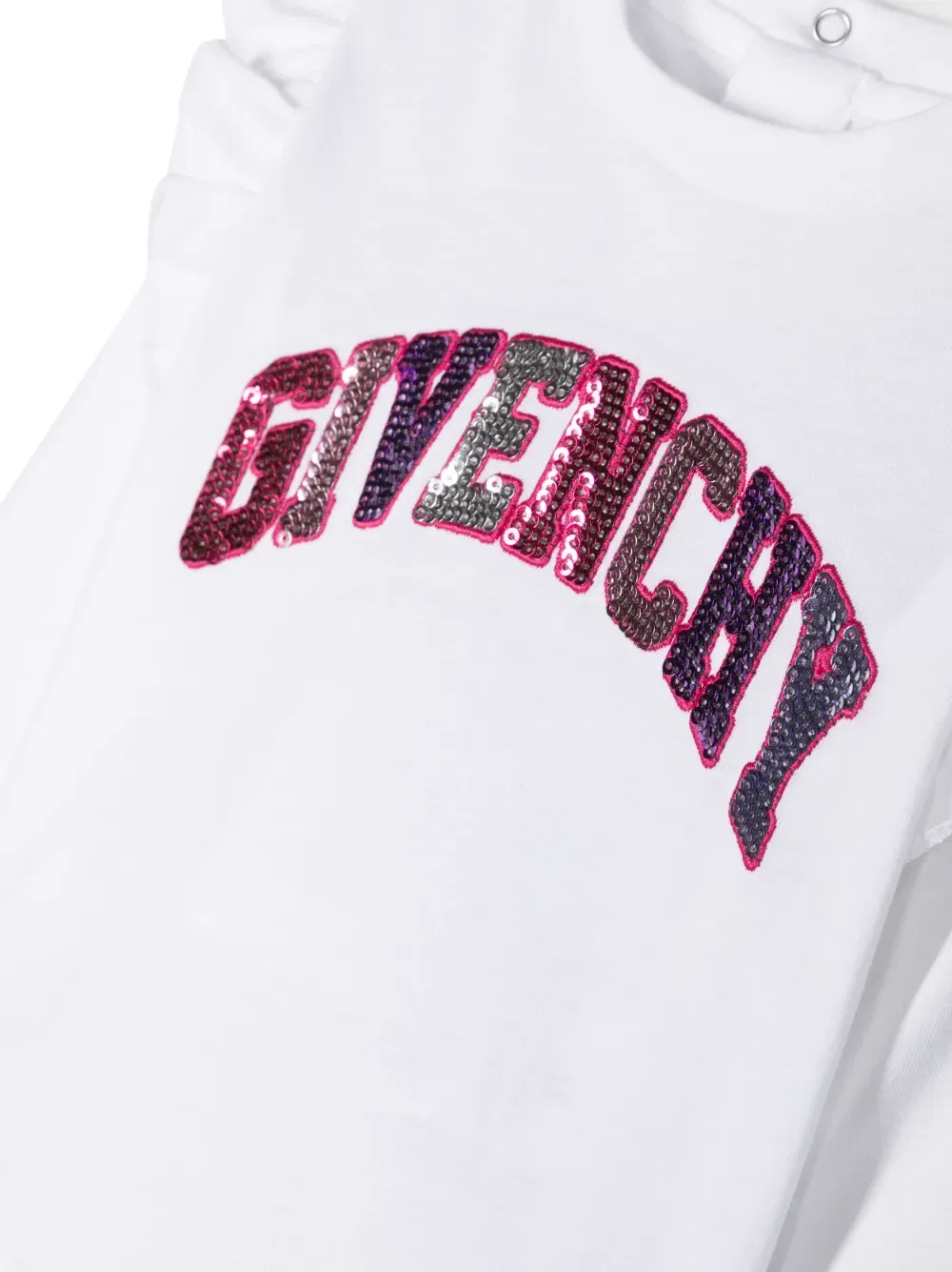 Футболка с логотипом, украшенная пайетками Givenchy Kids, белый — фото 3