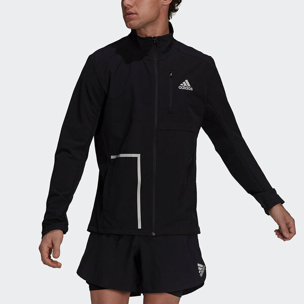 Куртка adidas Own The Run Jkt Training Sports Stand Collar Logo Jacket Black, черный — фото 2