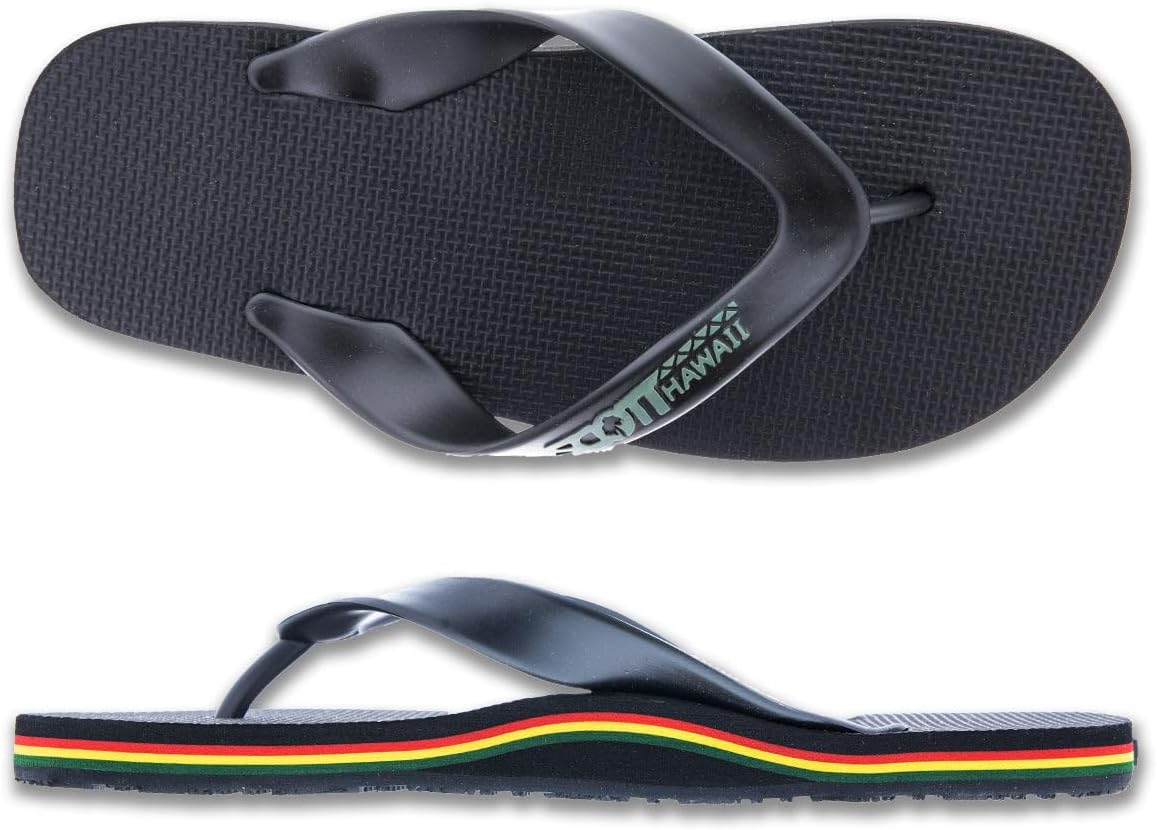 

Scott Hawaii Мужская явайская резиновая раста-тапочка с двойным ремнем, Пляжная обувь, Сандалии с лодкой без скольжения, Шире стелька и без сводных шлепанцев, черный