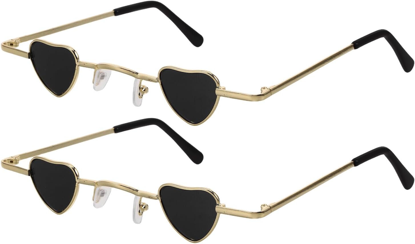 

2 миниатюрные солнцезащитные очки в форме сердца с маленькой оправой для женщин, в стиле хип-хоп, с защитой от УФ-излучения, для вечеринок, путешествий и повседневного использования Holibanna