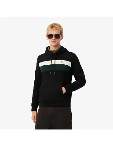 Свитшот из хлопка Lacoste, черный/лапония-синопль