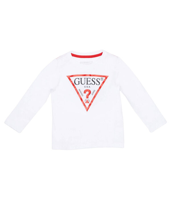 

Лонгслив Guess Regular Fit, белый / красный