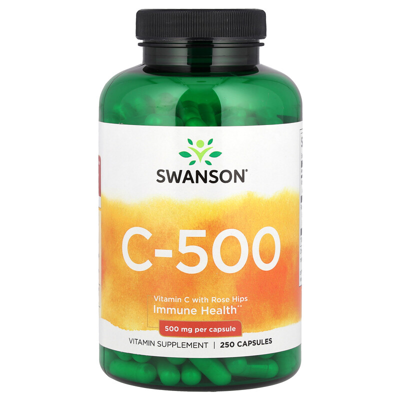 

Swanson, C-500, витамин C с шиповником, 250 капсул