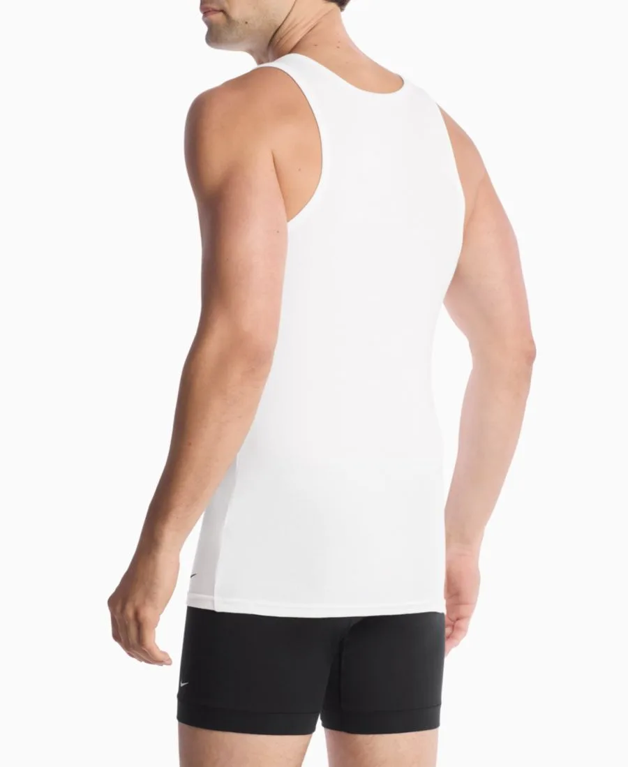 Мужские эластичные ребристые майки-топы Essential, комплект из 2 штук Nike, белый — фото 4