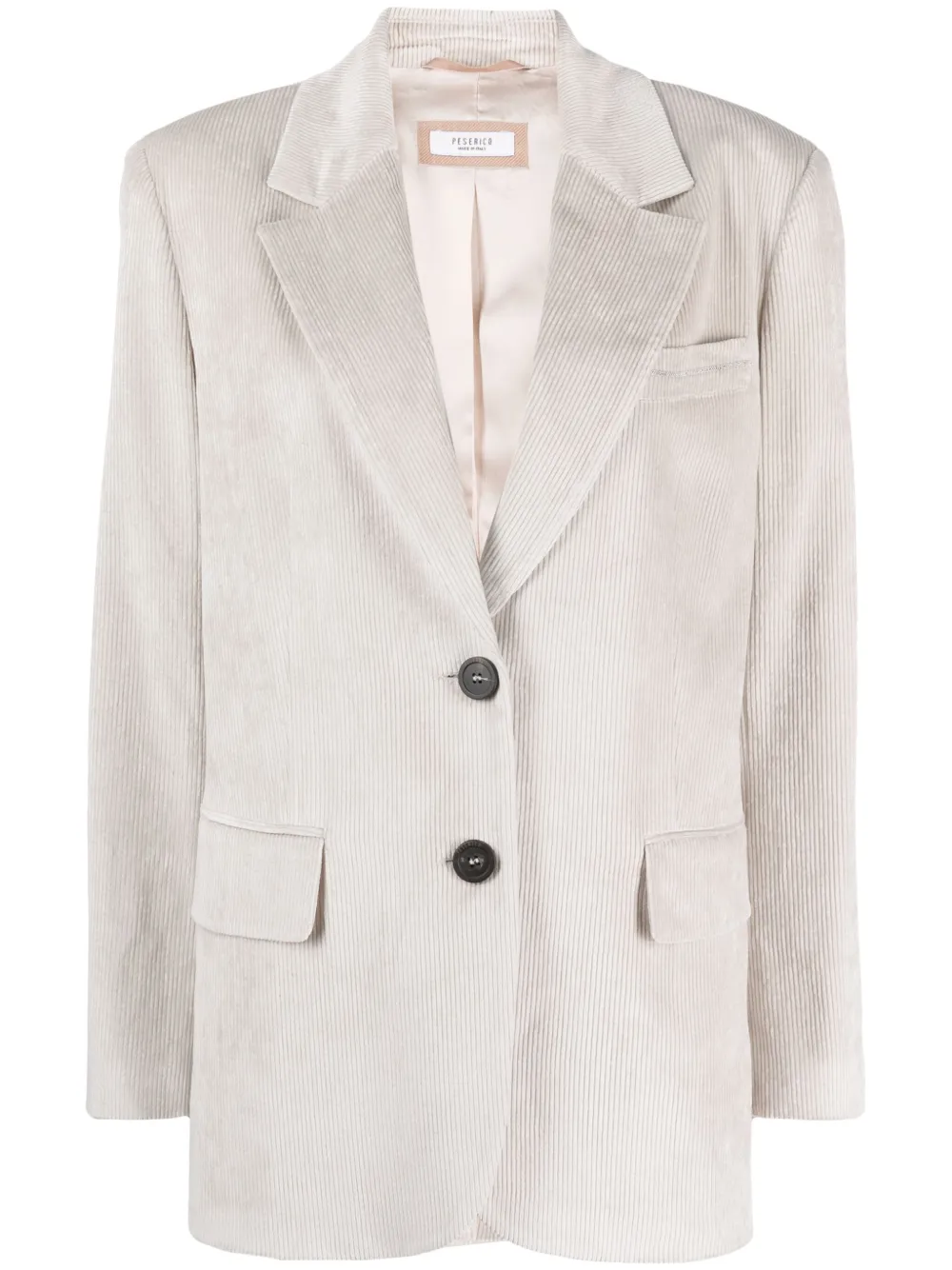 

Однобортный вельветовый блейзер Peserico, нейтральный