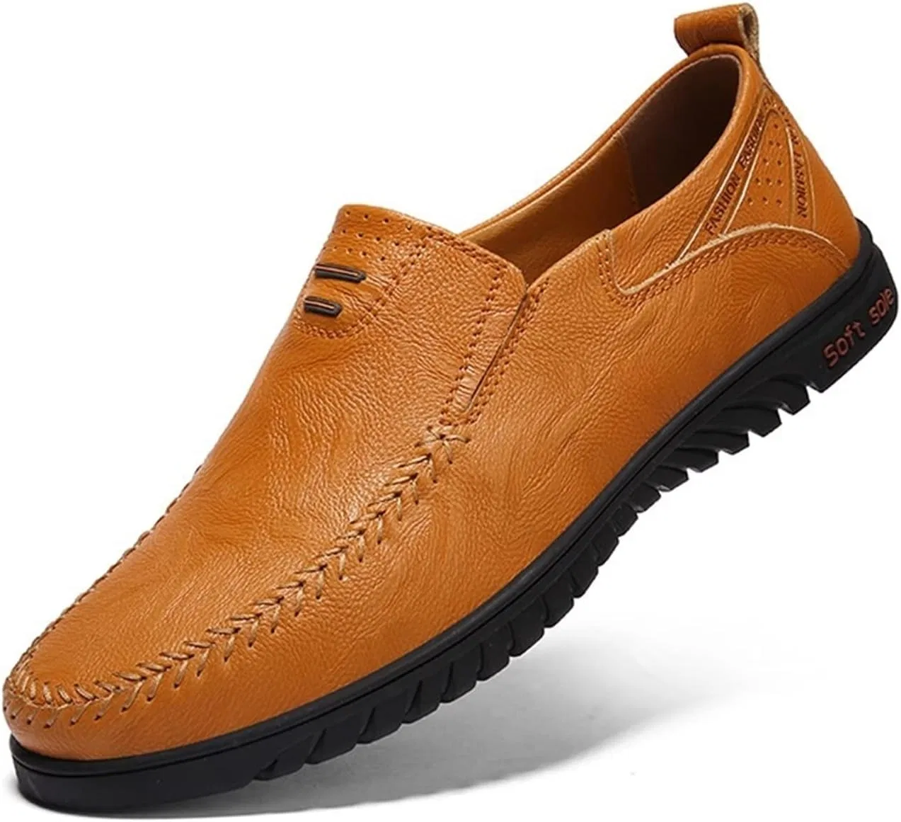 Лоферы кожаные Men's Loafers Shoes Stitching Details, светло-коричневый PUGHGAETZF — фото 2