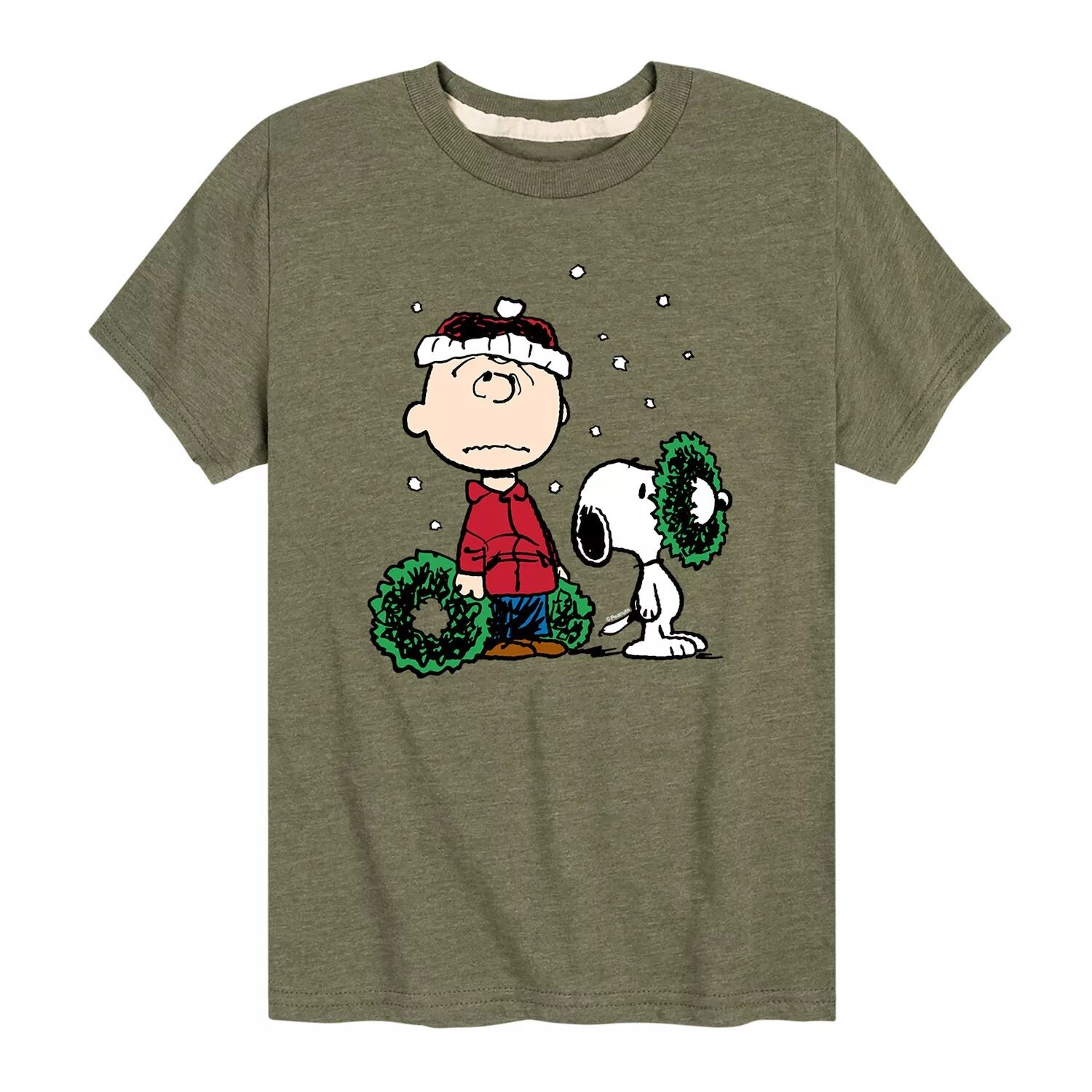 

Футболка Peanuts Charlie Brown с рисунком венка для мальчиков 8–20 лет Licensed Character, зеленый