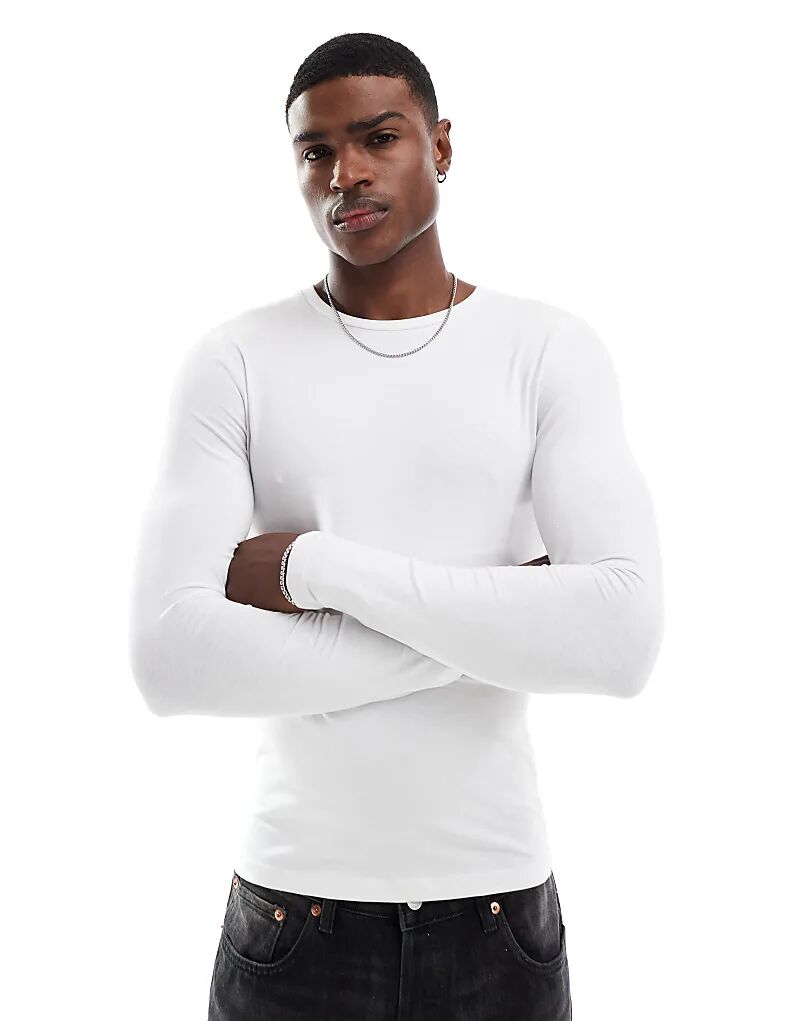

Футболка Essential Muscle Fit с длинными рукавами белого цвета ASOS DESIGN