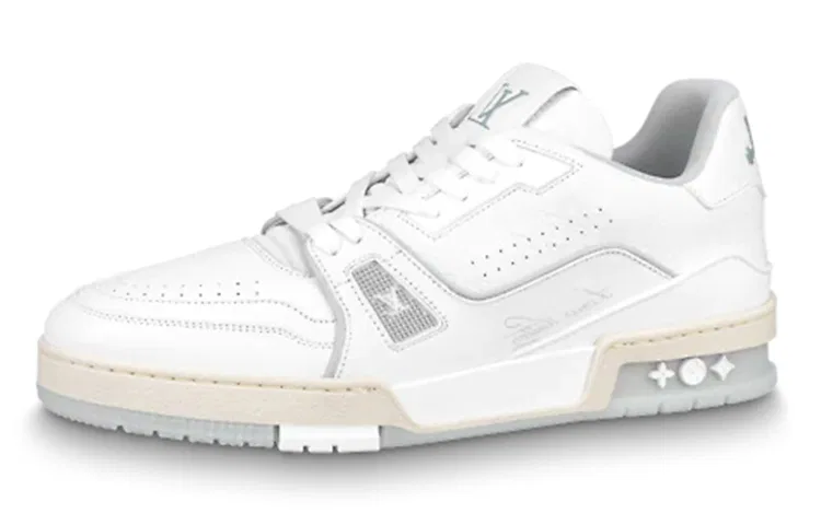 Кроссовки кожаные LOUIS VUITTON Trainer белый цемент