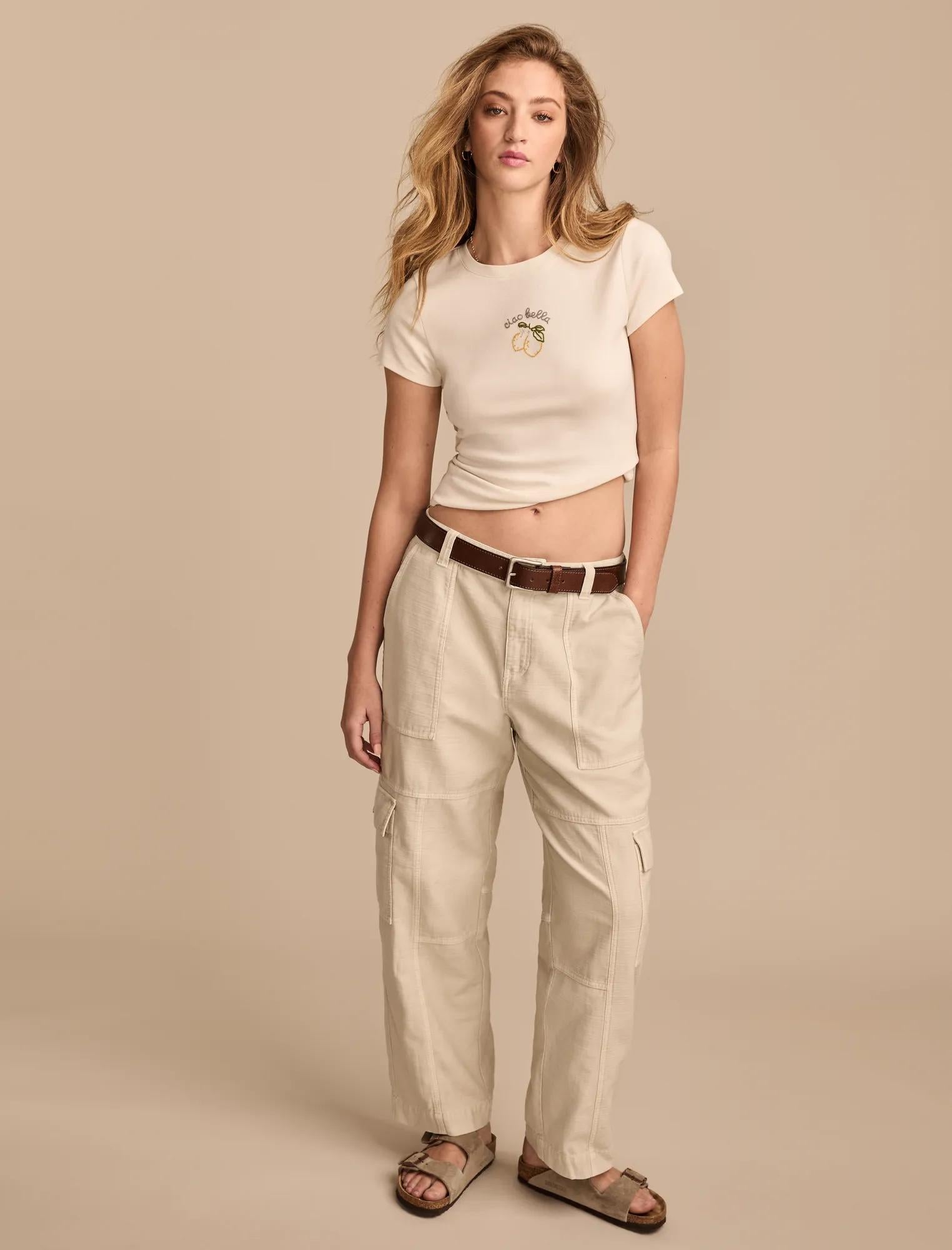 

Lucky Brand Женские Прямые Брюки Карго из Слэб, Natural