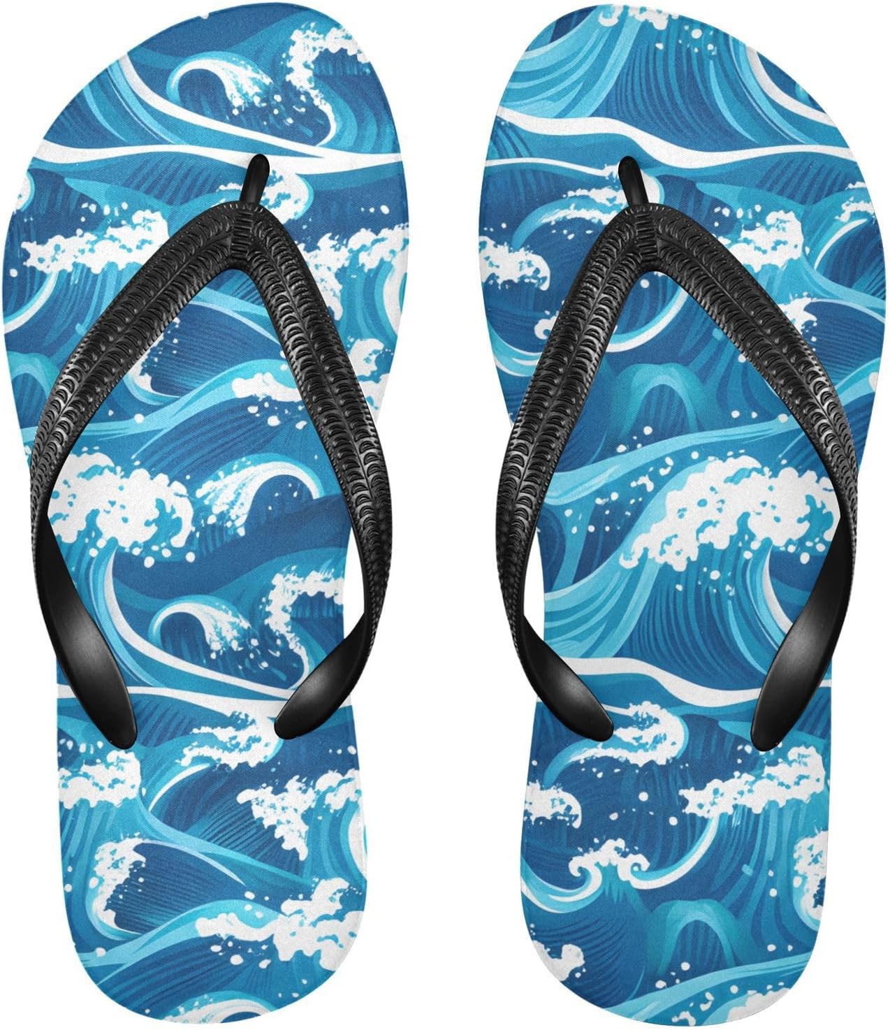 

Женские и мужские пляжные шлепанцы с ремешком Ocean Wave Blue, резиновые, противоскользящие, летние, для душа и прогулок Sinestour