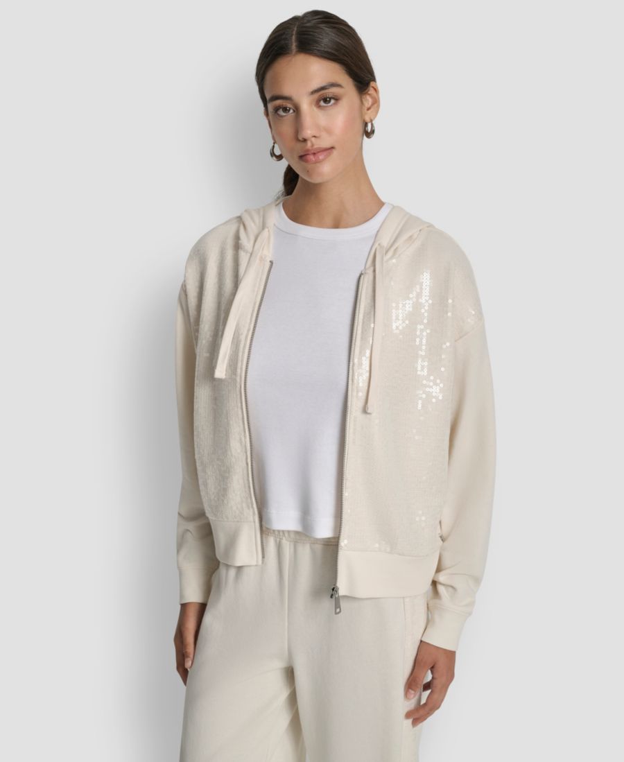 

Женская куртка с длинными рукавами и пайетками DKNY Jeans, Egg Nog