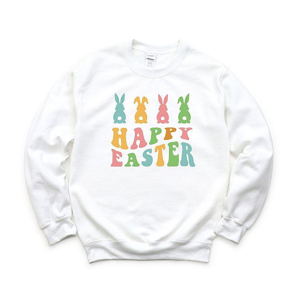 

Свитшот Happy Easter с пастельными кроликами Simply Sage Market, White