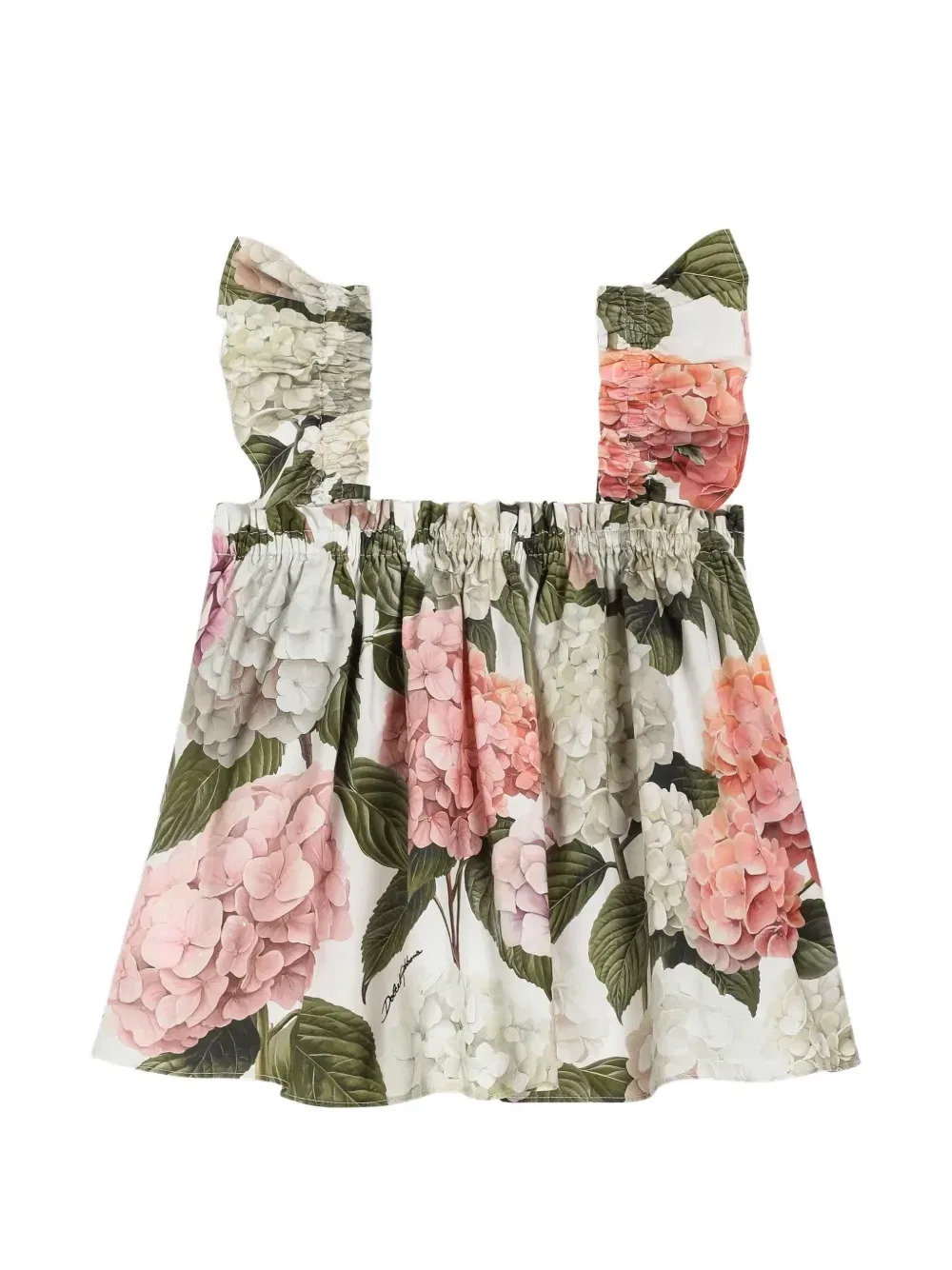 Топ с оборками и цветочным принтом Dolce & Gabbana Kids, белый — фото 2
