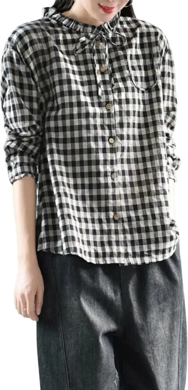 Блуза, гипюровая, женская Classic Gingham Check, черный