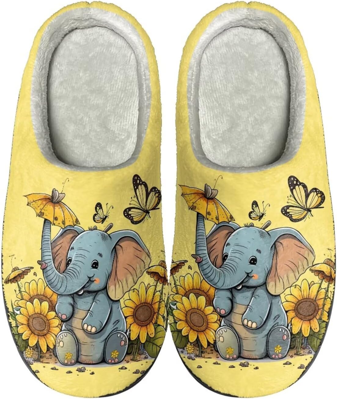

Тапочки HUIACONG TPR для мужчин и женщин для дома и улицы, пушистые, унисекс, Elephant Baby Sunflower Butterfly