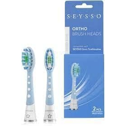 Кислородные ортодонтические сменные щетки SEYSSO Oxygen Ortho для ортодонтических брекетов. Точная гигиена полости рта. Совместимы со звуковыми зубными щетками SEYSSO. Рекомендованы для кислородных зубных щеток SEYSSO. Упаковка из 2 шт. — фото 2