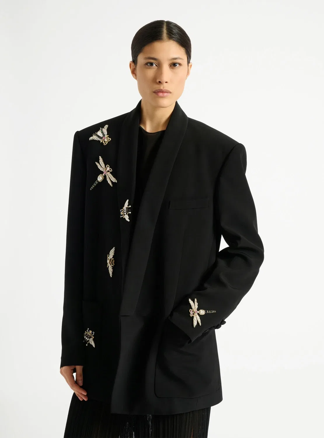 Куртка Balmain с вышивкой в виде насекомых, черный — фото 4