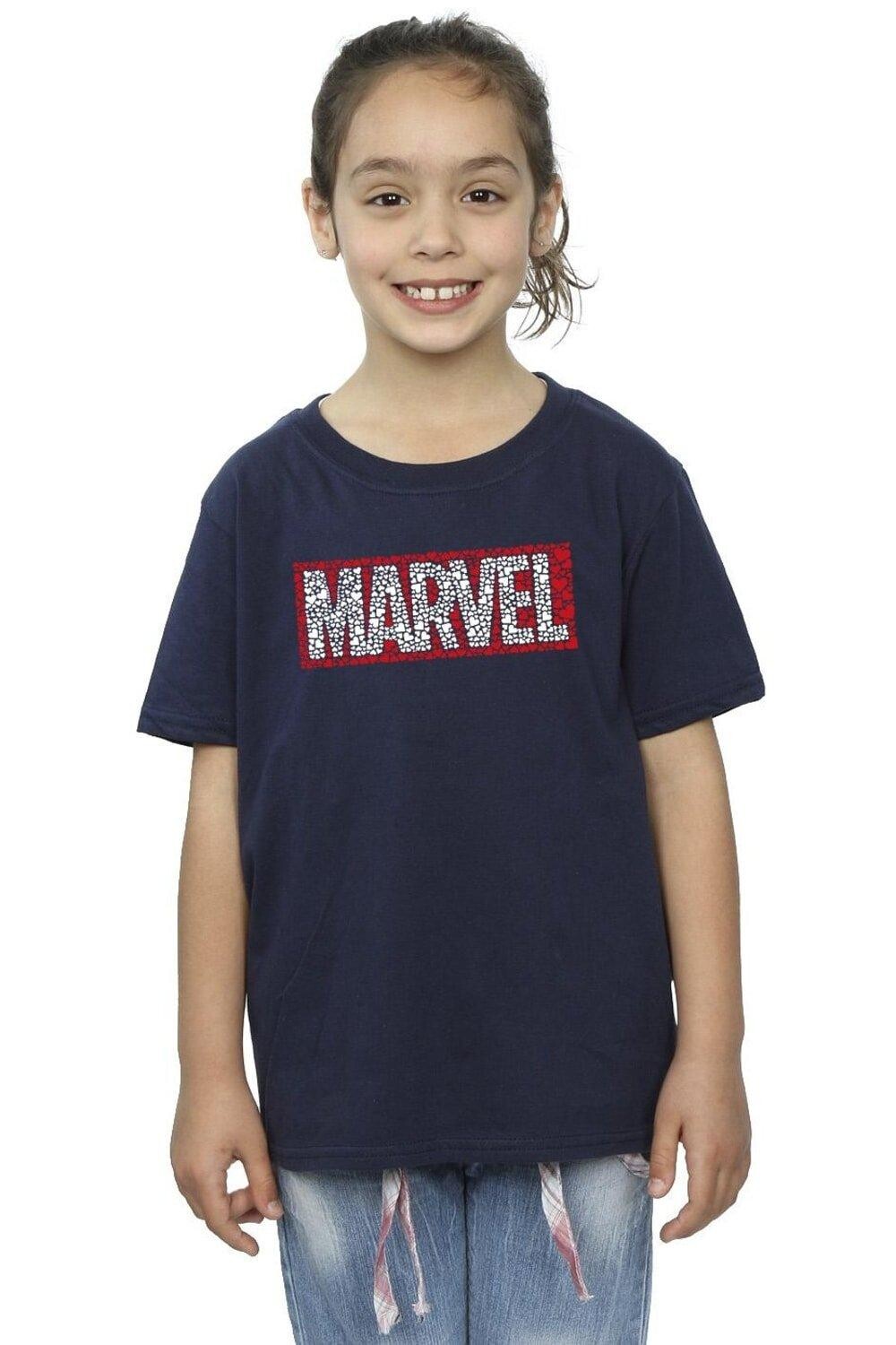 

Хлопковая футболка с логотипом Comics Hearts Marvel, темно-синий