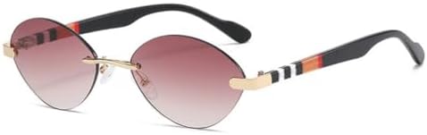 

Модные маленькие овальные солнцезащитные очки без оправы 2027 года для женщин, в стиле стритстайл, для вождения, для путешествий, с защитой от УФ-излучения UV400 MTZJH, G