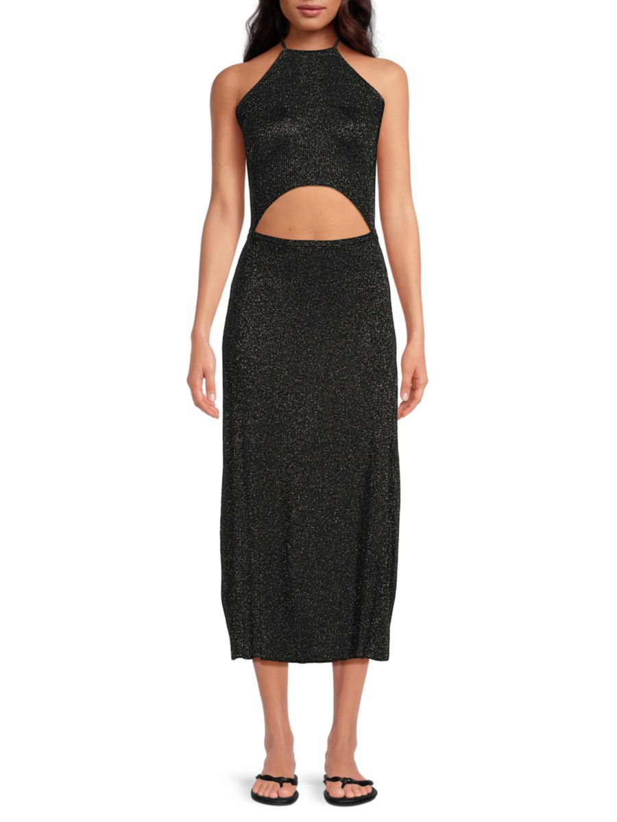 

Платье-футляр Avia Metallic Midi Solid & Striped, черный