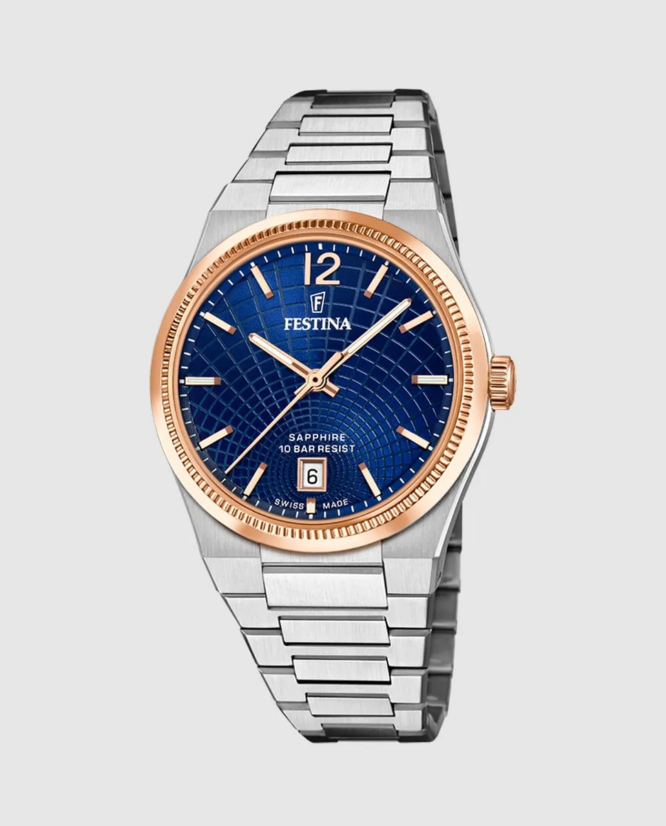 

F20066/3 швейцарские женские часы Rivé Silver Steel Festina, серебряный