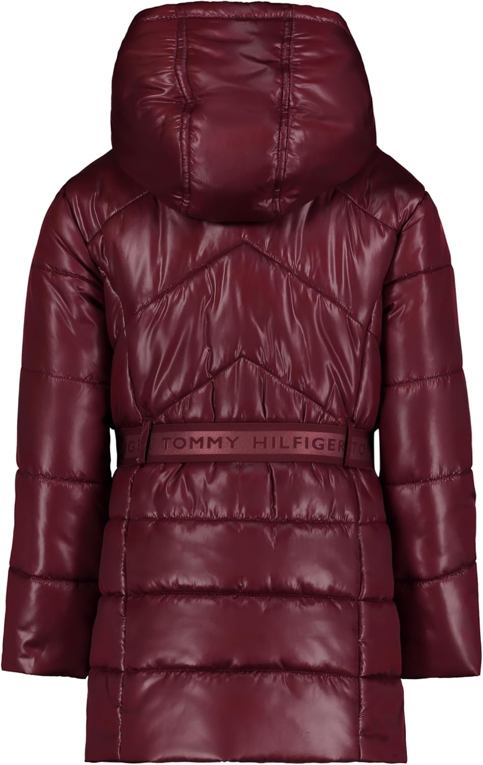 Длинная куртка Tommy Hilfiger для девочек с подкладкой из флиса, Logo Belt Tawny Port — фото 3