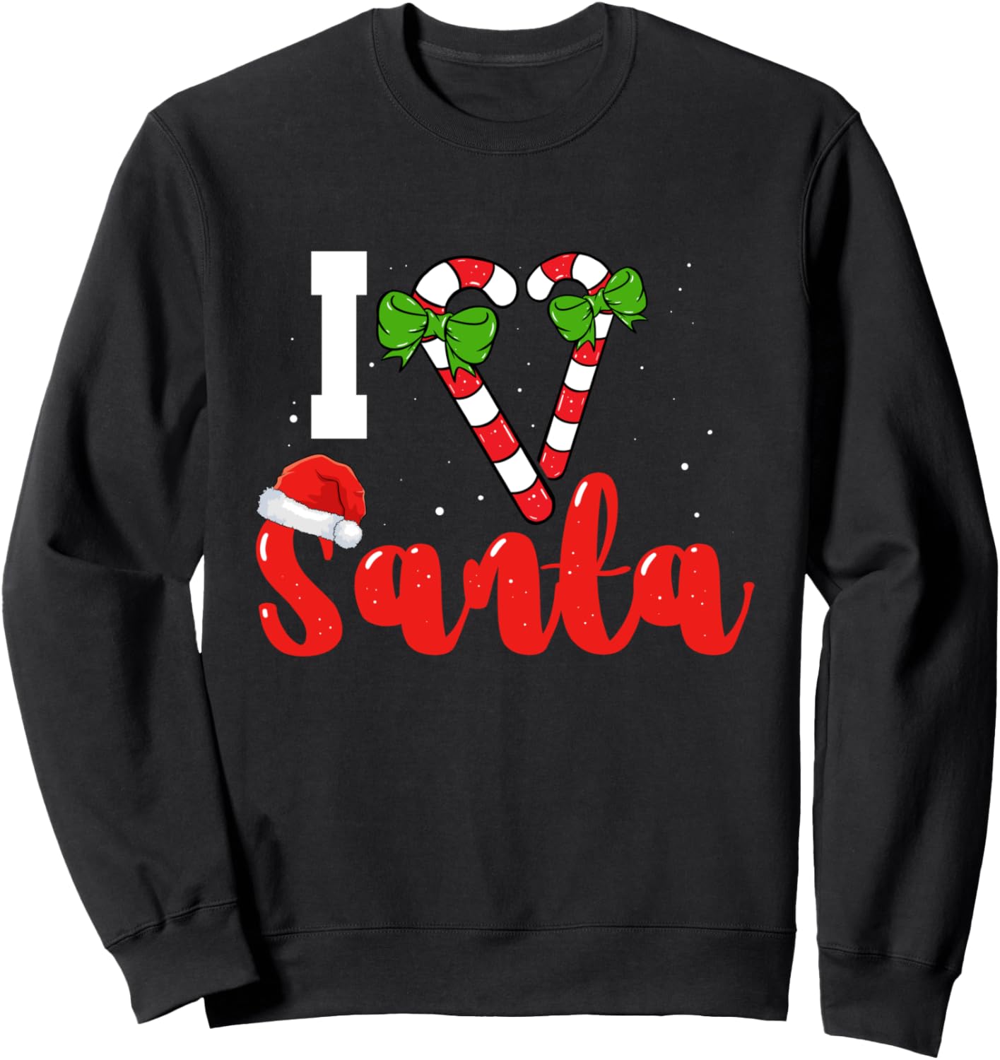 

Рождественская толстовка с надписью Я люблю Санту, Леденец в форме сердца, Уродливая рождественская праздничная толстовка Merry Xmas Funny Family Matching Christmas Gifts, черный
