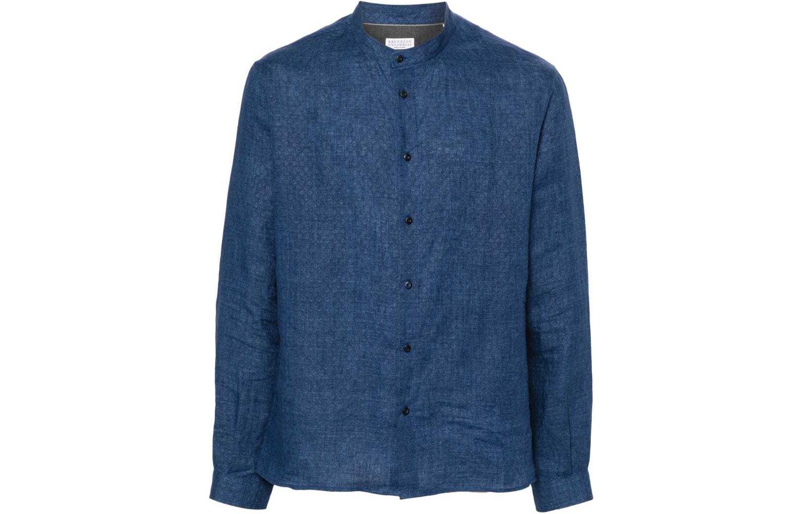 

Рубашка с воротником-стойкой Brunello Cucinelli, indigo
