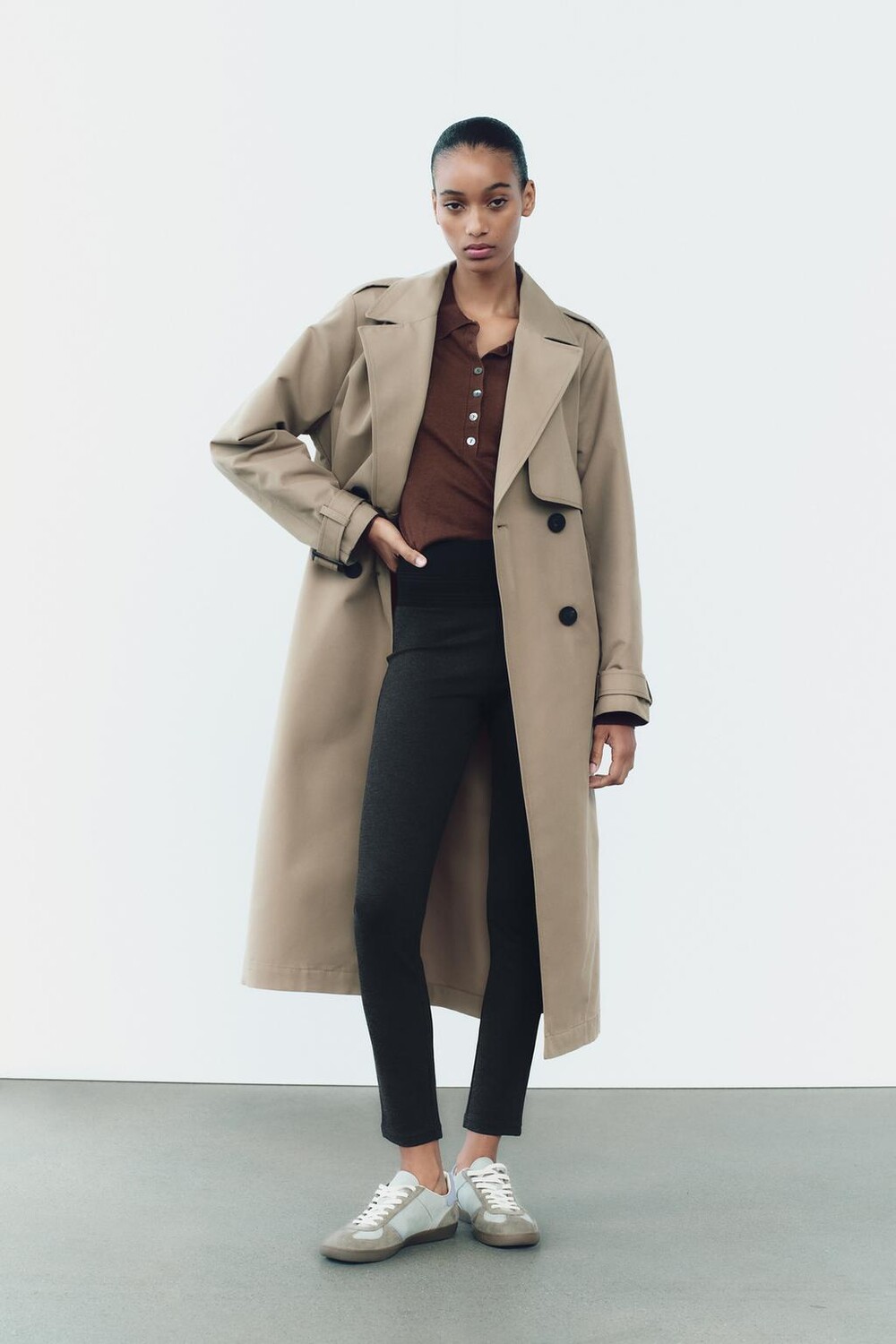 

Леггинсы с широким поясом ZARA, антрацит серый