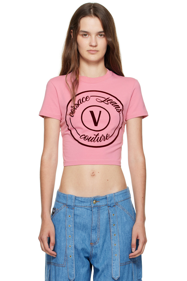 

V-Emblem футболка slim-fit Versace Jeans Couture, розовый