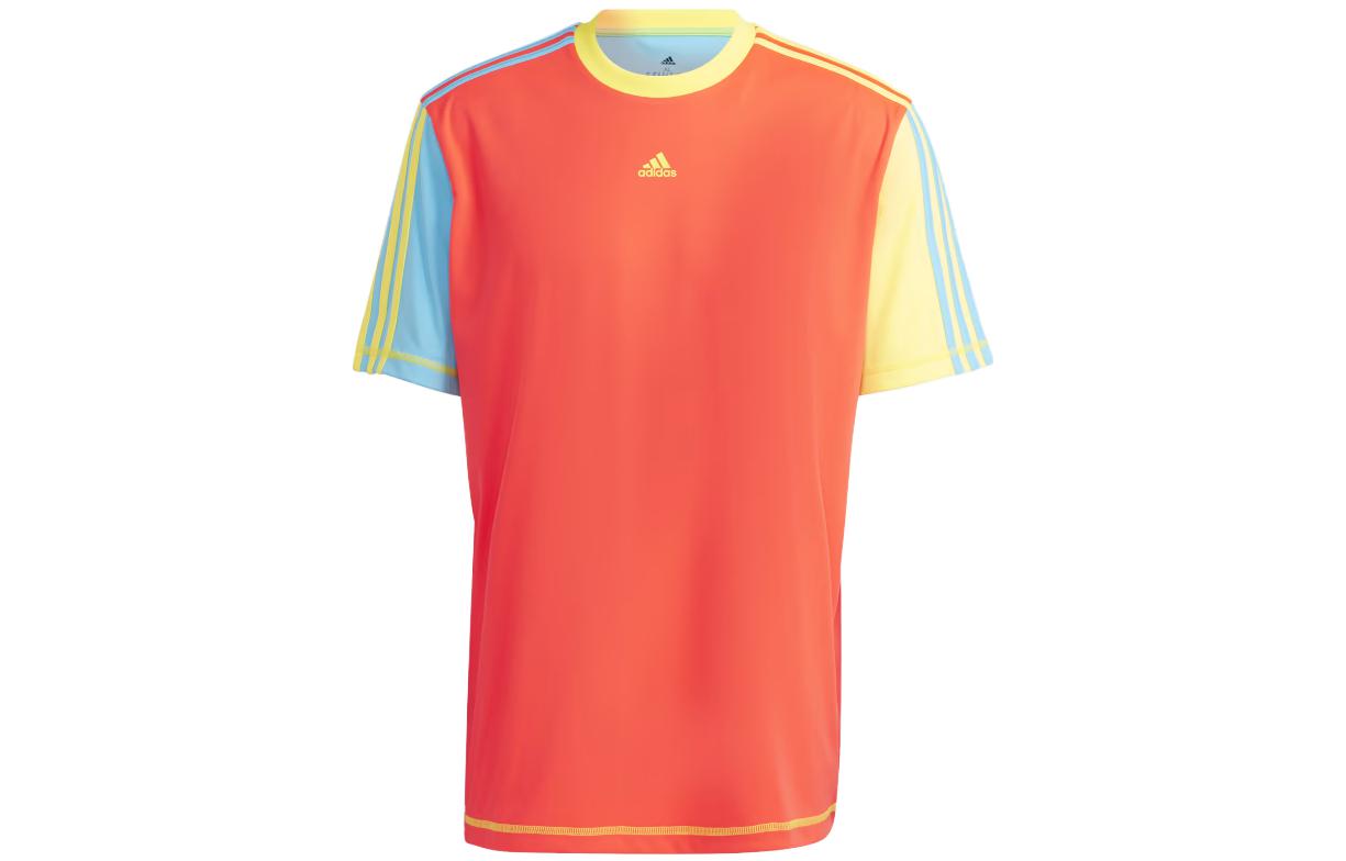 Adidas Футболки унисекс, ярко-красные, с круглым вырезом, умеренно прямой крой — фото 3