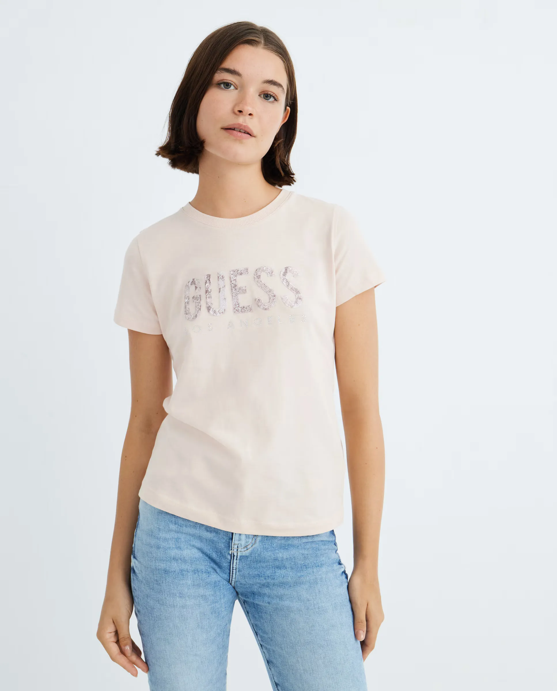 

Женская футболка с коротким рукавом и логотипом Guess, цвет Rosa claro
