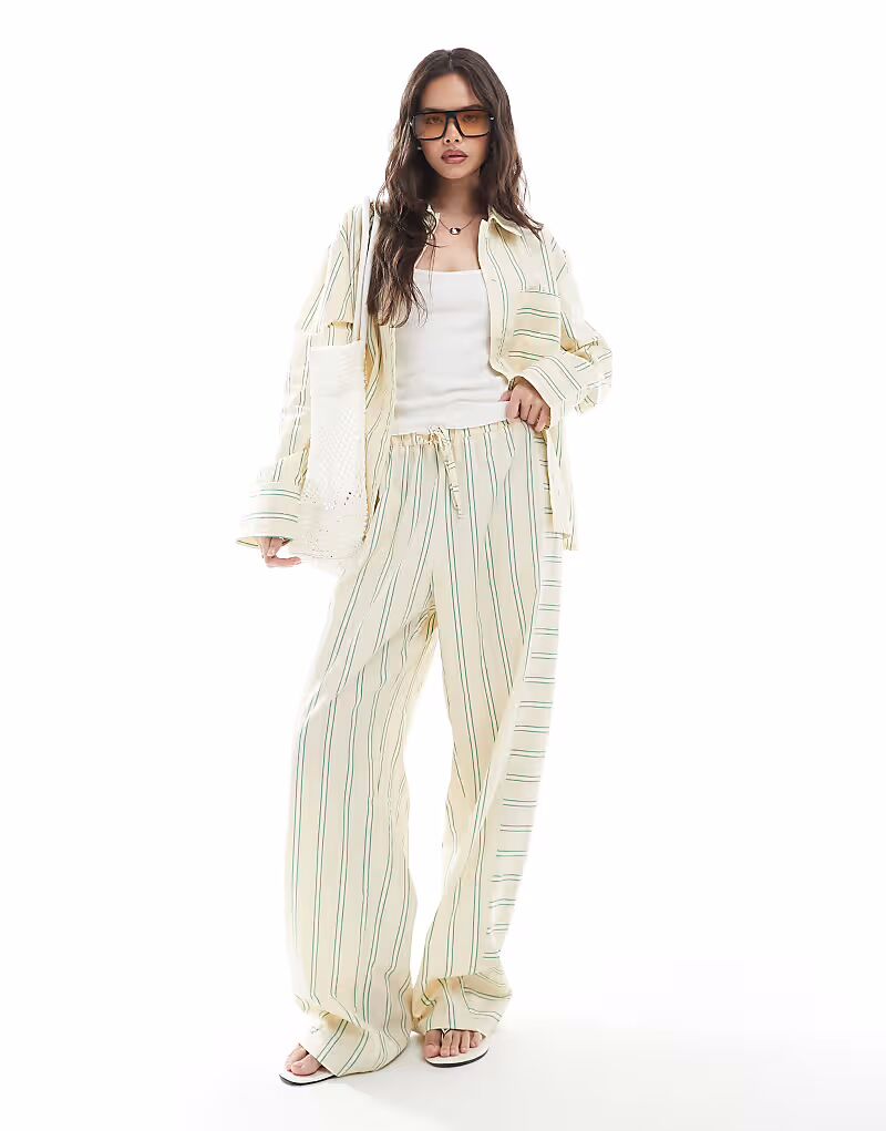 

Джоггеры свободного кроя из хлопкового поплина ASOS DESIGN с контрастными полосками