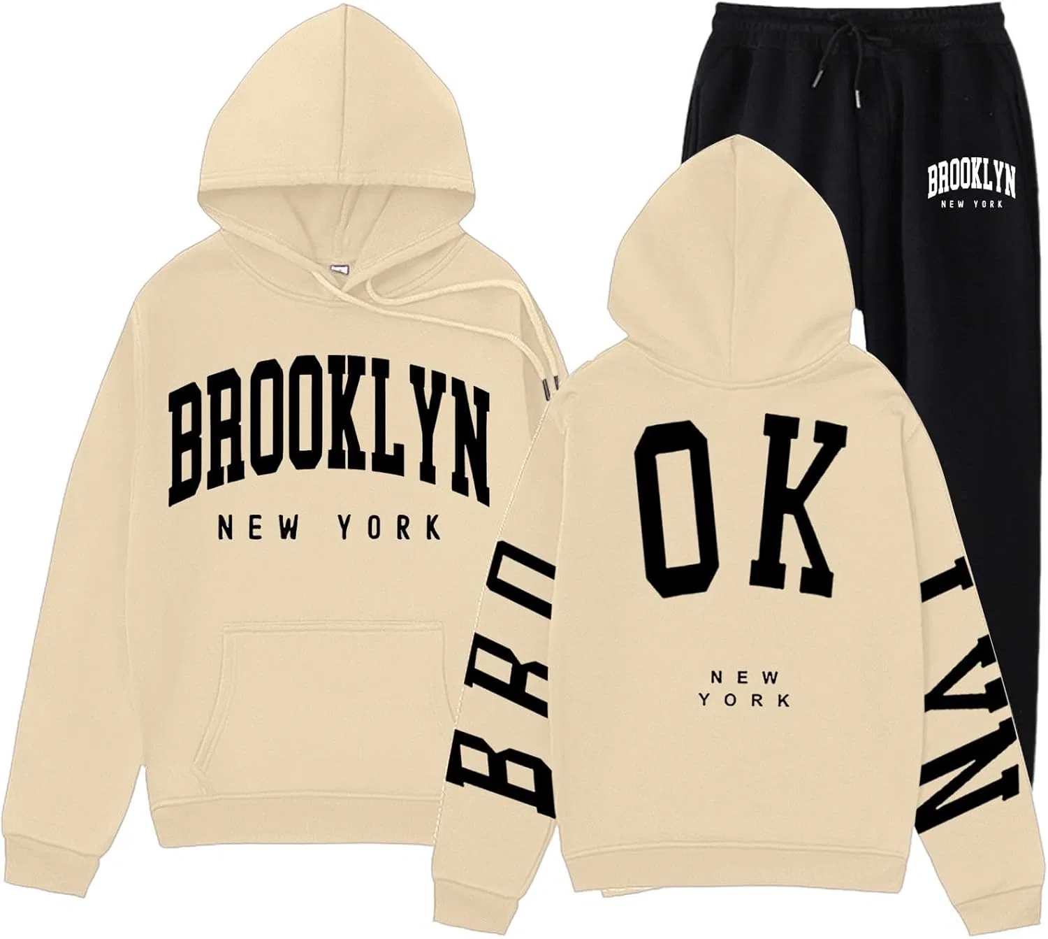 Спортивный костюм с буквами, женский, Beige