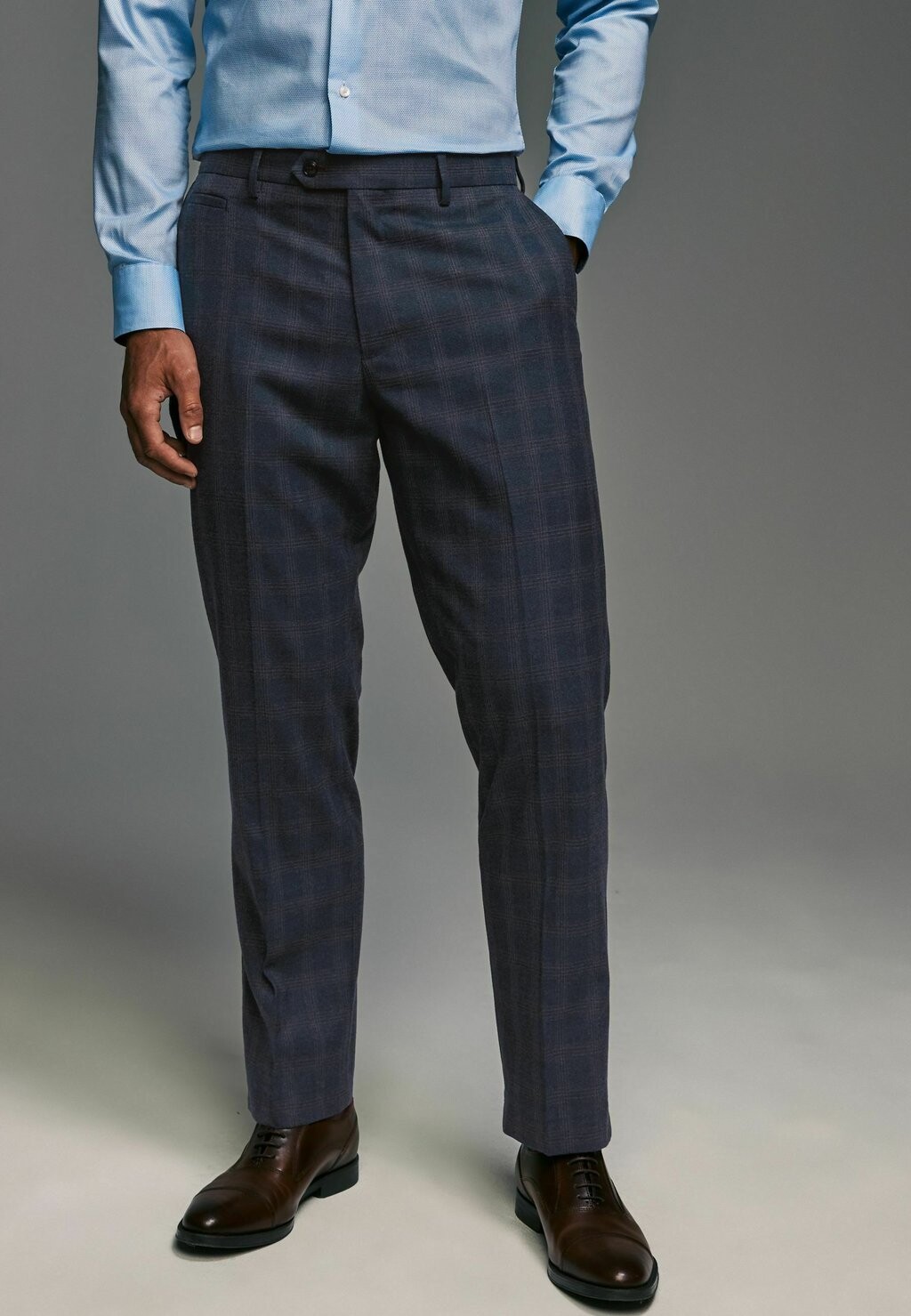 

Брюки TAILORED FIT BRUSHED CHECK REGULAR FIT Next, синий